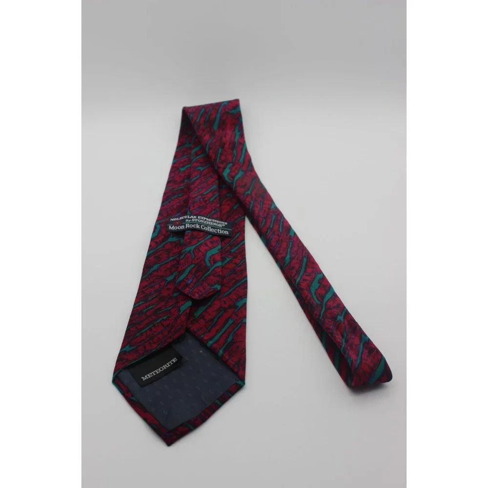 Vintage Stonehenge Molecular Expressions‎ scientific meteorite print silk tie